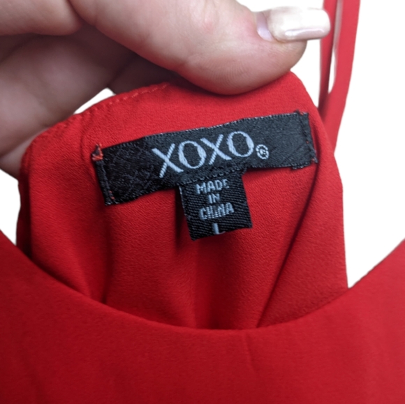 XOXO Red Strappy Top with Gold Accents ✨ Size L - Picture 3 of 8